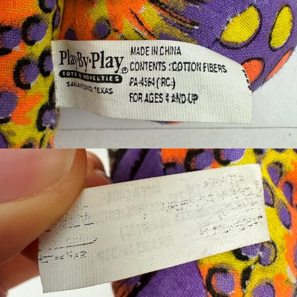 Vtg Play by Play Soft Plush Dinosaur Stuffed Animal Neon Orange Purple Black - Picture 5 of 11